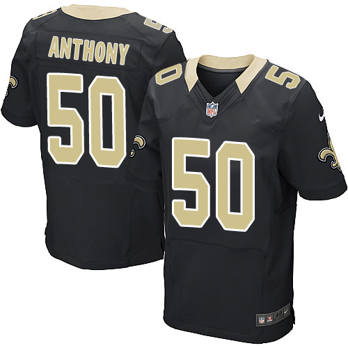 Men's Elite Stephone Anthony Nike Jersey Black Home - #50 NFL New Orleans Saints